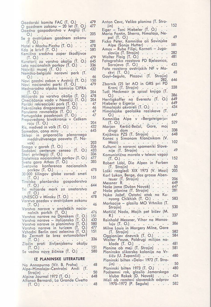 <p>Objave v Planinskem vestniku številka 12/1973</p>