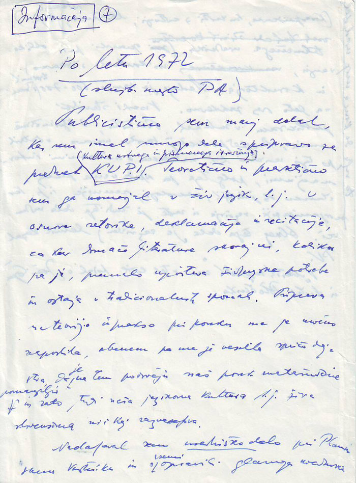 <p>Rokopis Tineta Orla na Društvo slovenskih književnih prevajalcev kot odgovor na pismo z dne 5. oktobra 1980.</p>